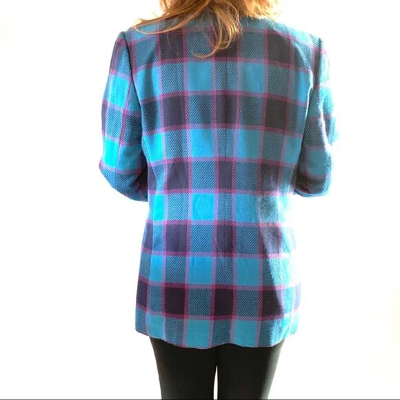 Vintage Blue & Pink Plaid Blazer Size 12 - Picture 3 of 5